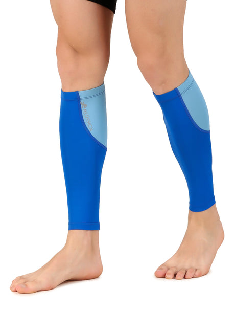 Nylon Compression Calf Sleeves (Aqua Blue/Royal Blue)