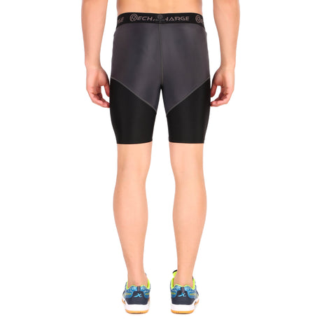 Men's DC Polyester Compression Shorts (Black/Grey)