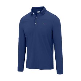 Greg Norman Men's Classic Pique Shark Long Sleeve Golf Polo  - Concord Blue