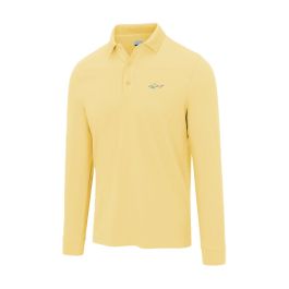 Greg Norman Men's Classic Pique Shark Long Sleeve Golf Polo  - Lemon