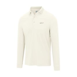 Greg Norman Men's Classic Pique Shark Long Sleeve Golf Polo  - Off White