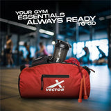 Vector X All in One Multipurpose Gym Bag Kit-Attacker 17 L Gym Sports Duffel Bag + Wrist Strap for Gym & Fitness Wrist Support + Nitro 700 ml Protein Shaker Bottle for Men & Women