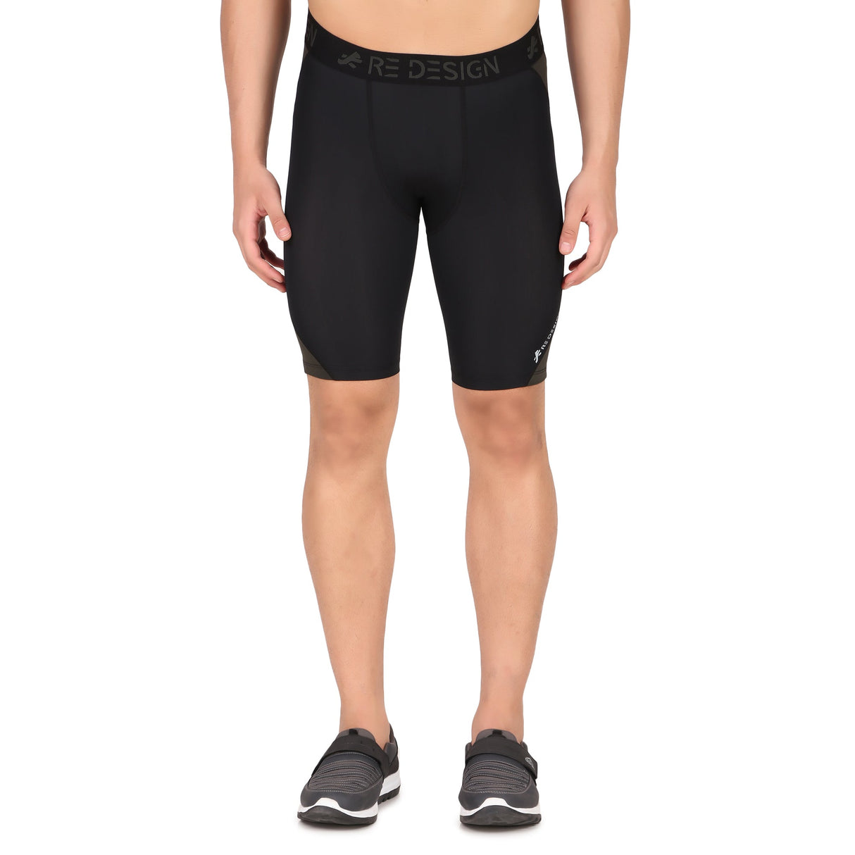 Nylon DC Curve Compression Shorts and Half Tights For Men (BLACK/GREEN)
