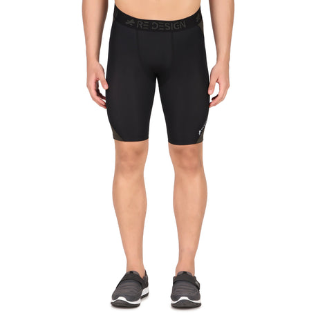 Nylon DC Curve Compression Shorts and Half Tights For Men (BLACK/GREEN)