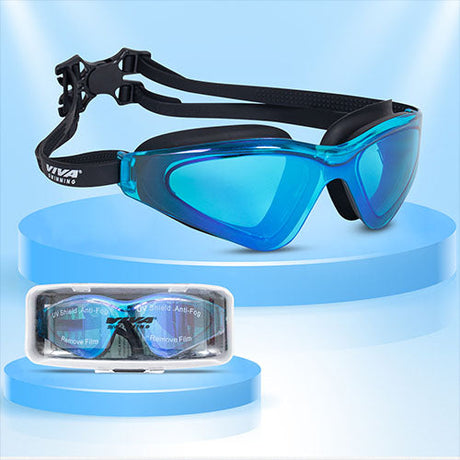Viva Swimming Unicorn Clear Mirror Lens & Wide-Vision Swim Goggles for Swimming Practice, Training, Competition| Anti-Fog, UV Protection| Branded Case Packing  for Professional Players Adult Men Women