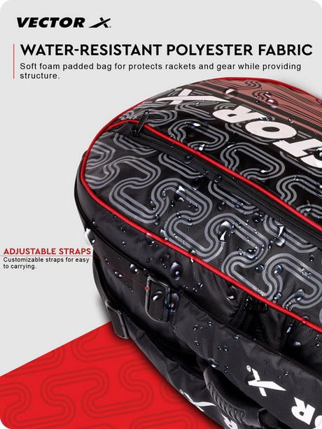 Vector X Donatello Water Resistant 4 Compartment Badminton Bag with Padded Shoulder Strap