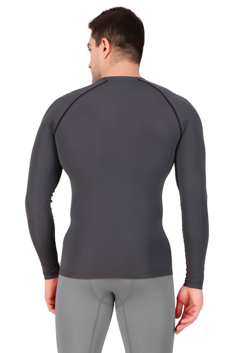 Nylon Compression Tshirt Full Sleeve Tights For Men (Dark Grey)