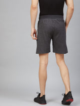 Alcis Men Charcoal Grey Solid Regular Fit Sports Shorts