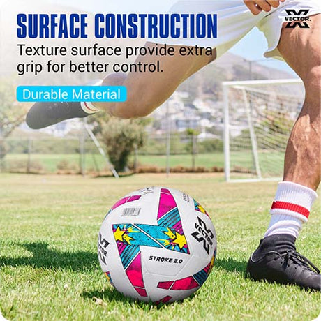 Vector X Stroke 2.0 Machine Stitched 32 Panel Football Rubber Moulded Soccer Ball with Air Pin|Indoor & Outdoor Ball|Training Practice Match Ball