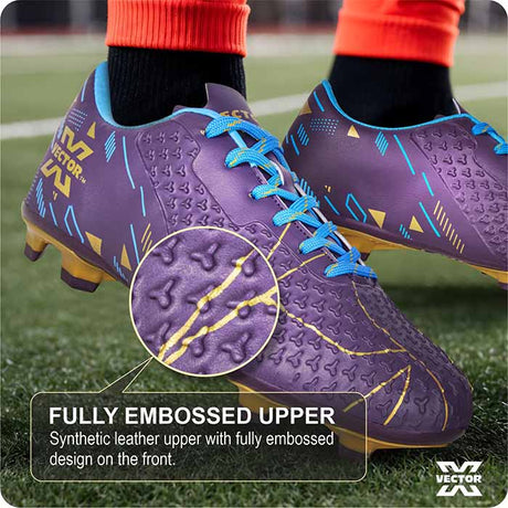 Vector X Thriller 3D Fully Embossed Textured Upper|Football Shoe/Studs| Double Colored TPU Sole| Soft Insocks Cushion|Light Weight soccer shoes For Men