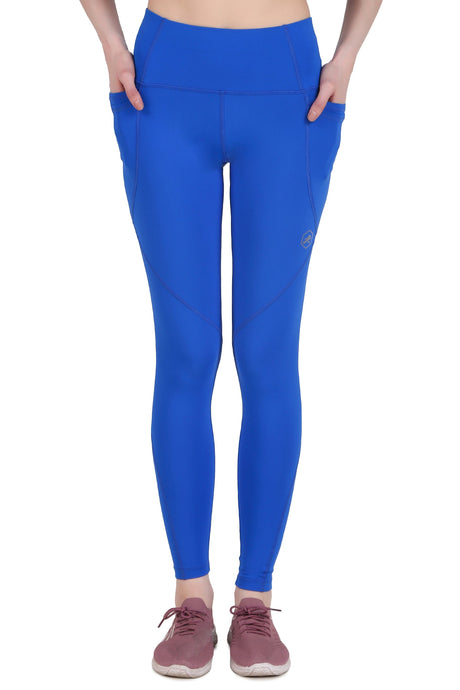 Nylon 4 Pocket Compression Legging/Tights For Women (Royal Blue)