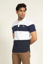 Navy & White Paneled Polo - KIBI SPORTS