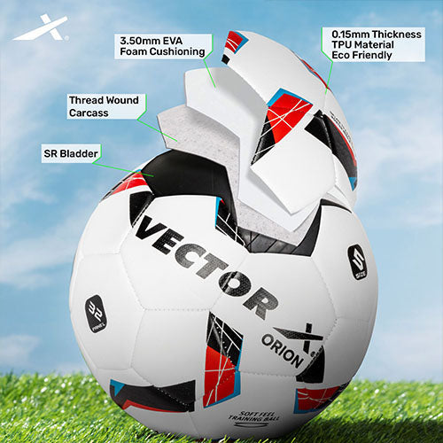 Vector X Orion TPU with SR Bladder Machine Stitched Indoor Outdoor Water-Resistant Football + Pump + Free Air Needle, Suitable for Match and Training  Adults 15+ Years Boys Size 5