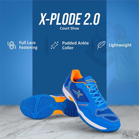 Vector X Xplode 2.0 Tennis/Badminton Court Shoe, Elegent Design, Synthetic + Breathable Mesh Upper With TPU Fusing|Rubber Outsole| Slip Resistance, Lightweight, EVA Insocks for Comfort
