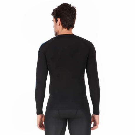 Nylon DC Compression Tshirt Fullsleeves Tights For Men (Black/Aqua)