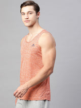 Alcis Men Red & White Self Striped Slim Fit Dry-Tech Round Neck Sports T-shirt
