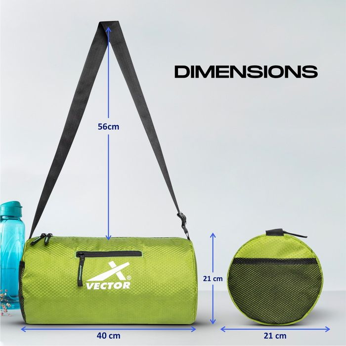 Vector X Attacker Polyester Gym Bag|Shoulder Bag|Sports Bag|Sports & Travel Bag|Duffle Bags for Men & Women|Exercise and Fitness|Black | Capacity - 20 Liter