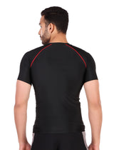 Men's Polyester Compression Tshirt Half Sleeve (Black/Red)