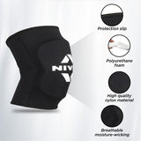 NIVIA Volleyball Knee Support with PU Foam Pad - (Pair) , Knee Braces & Sleeves, For Performance Enhancement Available in Large & Black Color , Used for All kind of impact Sports