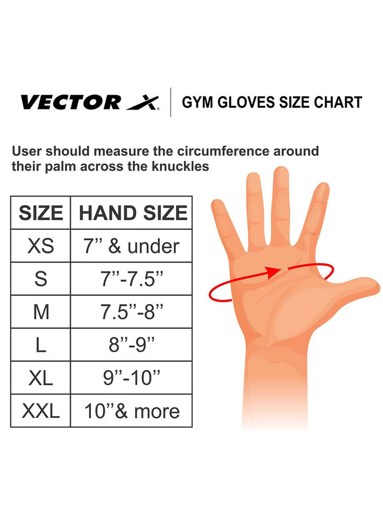 Vector X VX 450 Unisex Workout Fingerless Weight Lifting Gloves for Men and Women Excellent Grip for Weightlifting, Cycling, Exercise, Training, Pull ups, Fitness, Climbing and Rowing