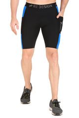 Men's Nylon DC Pocket Compression Shorts and Half Tights (Black/Royal Blue)