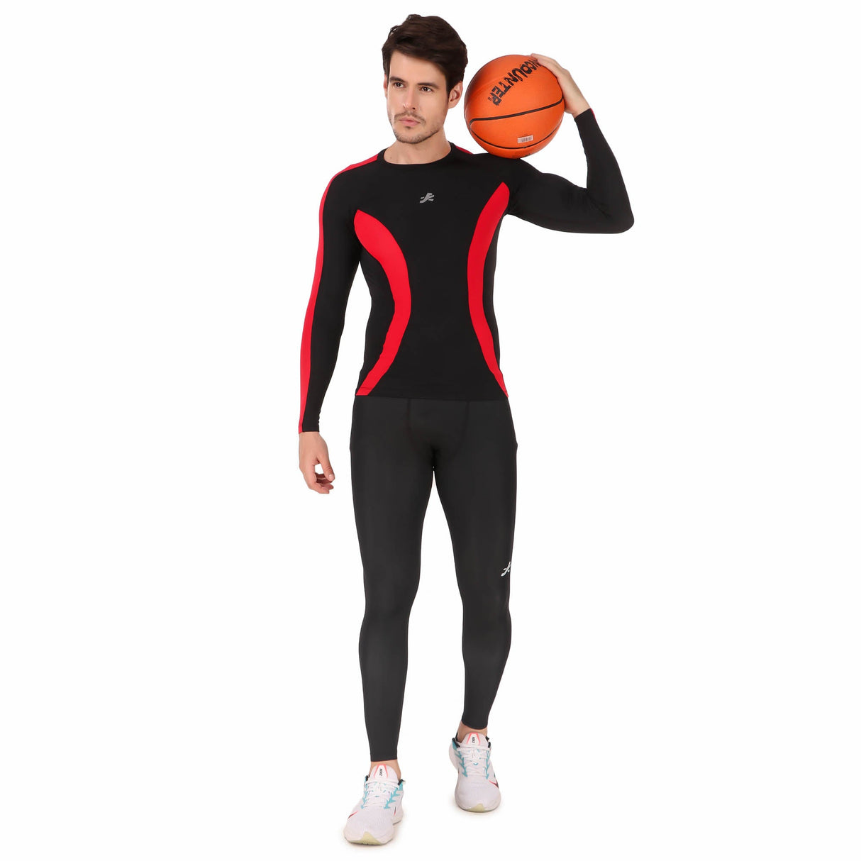 ReDesign Nylon Compression Top Full Sleeve (BLACK/RED)