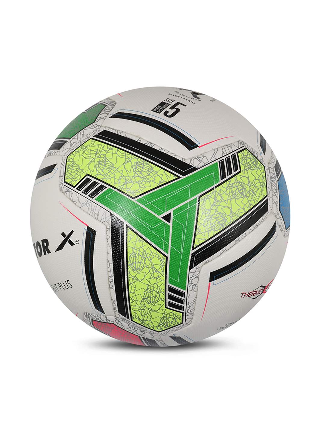 Vector X 8 Panel Trident Plus Emobsed PU Thermofused FIFA Approved Indoor/Outdoor Futsal Football with Rubber Bladder, Multicolor, Size 5, Suitable for Match and Training for Adults