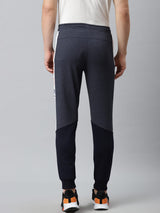 Alcis Men Navy Blue Black Colourblocked Slim Fit Joggers