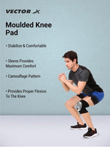 Vector X Camo Knee Support Single Piece For Sports, Pain Relief, Knee Compression Support, Exercise, Running, Cycling, Knee Cap Guard Brace Knee Support For Men And Women