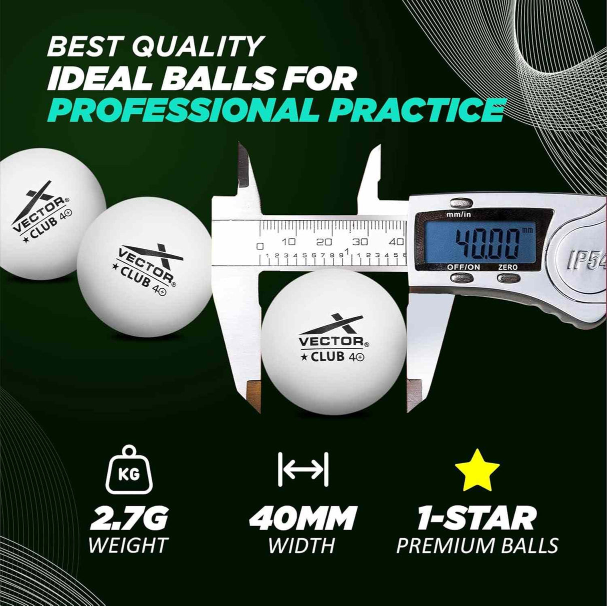 Vector X Club 3 Star Premium ABS Plastic Table Tennis Balls High Performance TT Balls for Professional Matches and Training Ideal for Adults & Kids