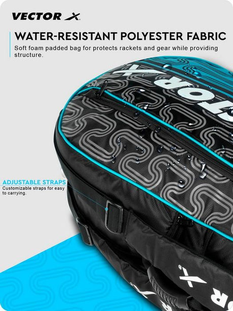 Vector X Donatello Water Resistant 4 Compartment Badminton Bag with Padded Shoulder Strap