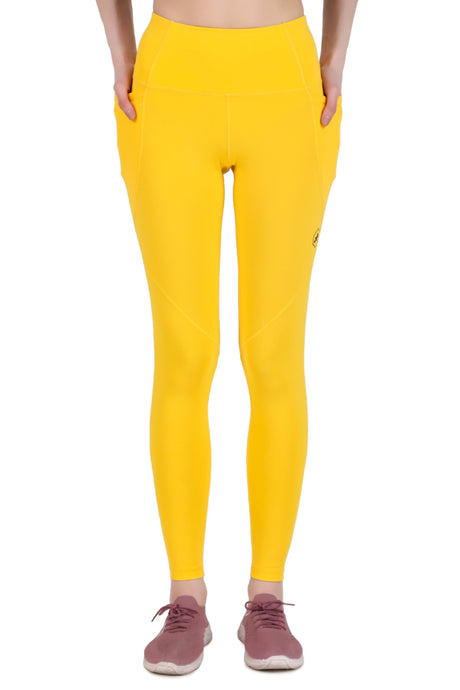 Nylon 4 Pocket Compression Legging/Tights For Women (Yellow)