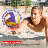 Vector X Beach Volleyball+ Free Air Pin|18 Panels|PU Material + Soft Touch Great Grip|Durable & Waterproof Indoor Outdoor Practice Match Ball|Beach, Pool, Sand Home Play Size 4