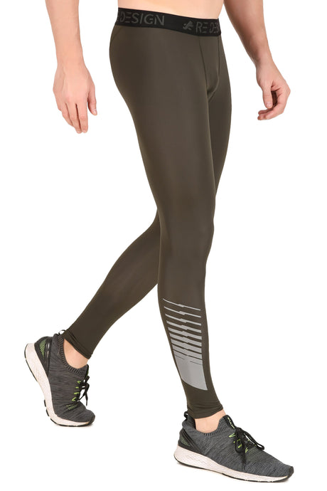 Men's Nylon Reflective Compression Pant (Military Green)