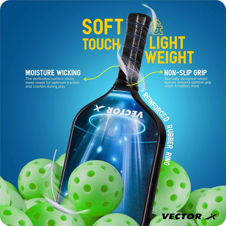 Vector X Graphite Pickle Bat 16 MM, Lightweight Carbon Fiber Material, Face Honeycomb Composite Core Paddle Low Edge Guard, Durable, Lightweight Pickleball Racket