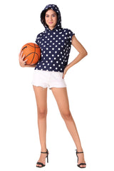 Mega Sleeve Hoodie For Women (Polka Blue)