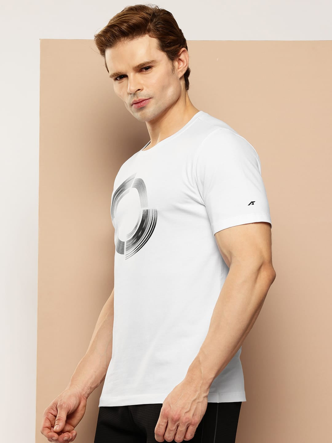 ALCIS MEN WHITE GEOMATRIX GRAPHIC TEE
