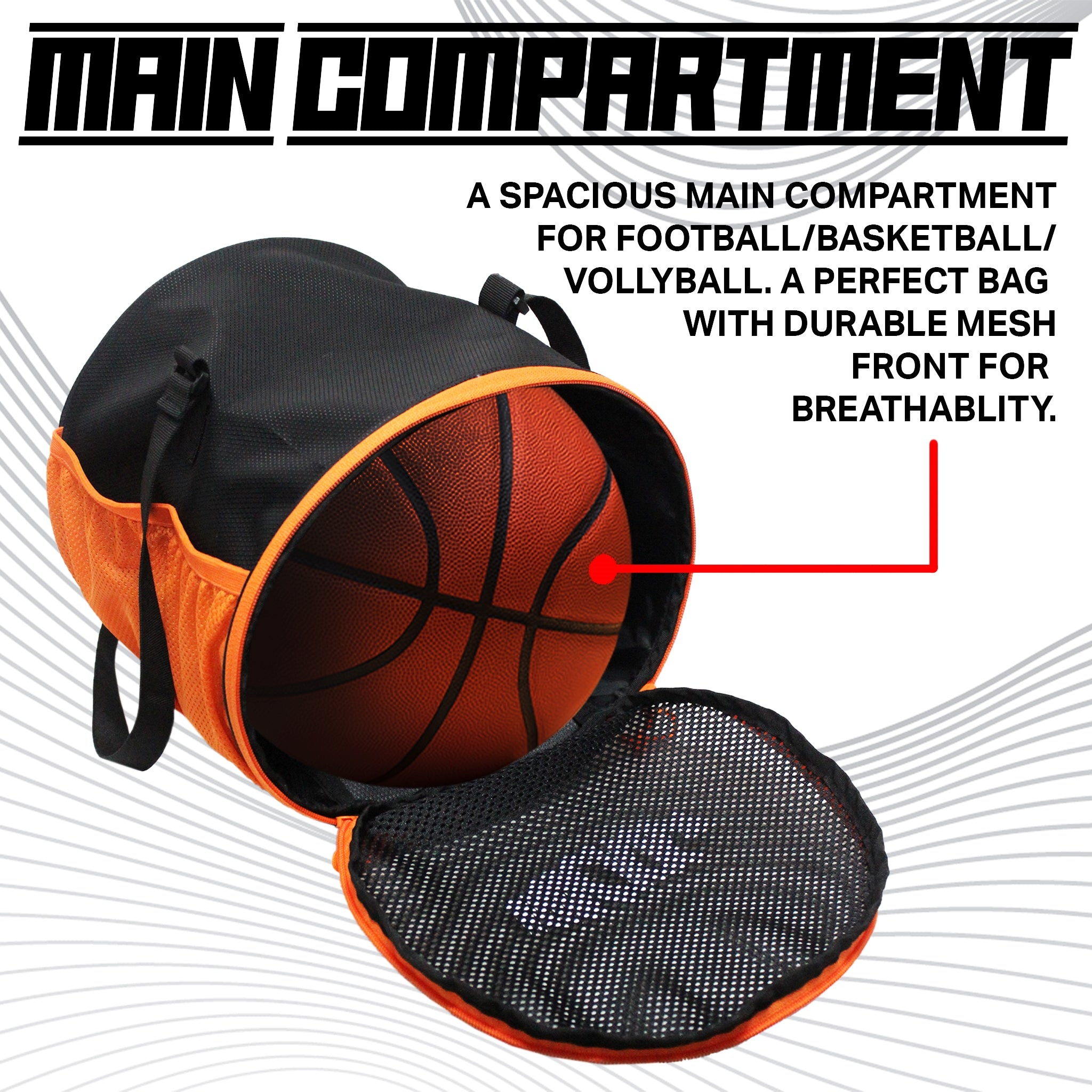 Kick Black Orange Soccer Football Equipment Bags|Basketball Volleyball Bags |Adjustable Strap Backpack |Easy Access Pocket Mesh Bottle Holders | Ball Bag |Kitbag |Bag