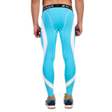 Men's Polyester Compression Pant and Full Tights (Aqua/White)