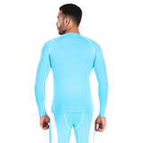 Men's Polyester Compression Tshirt Full Sleeve Tights (Aqua/White)