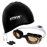 Viva Swimming Combo 616 Swimming Goggles & Swimming Cap, 2 Ear Plug With Nose Clip Swimming Kit Anti-Fog, UV Protection For Adults, Boys, Men