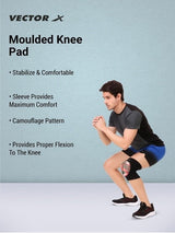 Vector X Camo Knee Support Single Piece For Sports, Pain Relief, Knee Compression Support, Exercise, Running, Cycling, Knee Cap Guard Brace Knee Support For Men And Women