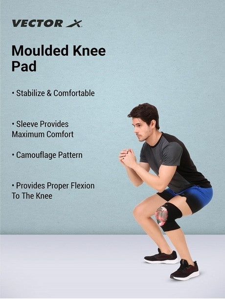 Vector X Camo Knee Support Single Piece For Sports, Pain Relief, Knee Compression Support, Exercise, Running, Cycling, Knee Cap Guard Brace Knee Support For Men And Women