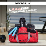 Vector X Blitz Gym Bag Combo for Men ll Gym Bag with Shoe Compartment and, Black Bottle, Black Wristband, Black Gloves ll Gym Bag & Fitness Kit & Gym Bag Combo