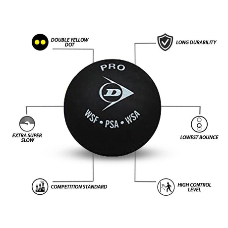 Vector X Dunlop Pro Double Dot Rubber Squash Ball - Standard Size