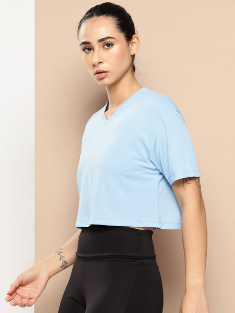 Alcis Women Blue Textura Crop Top