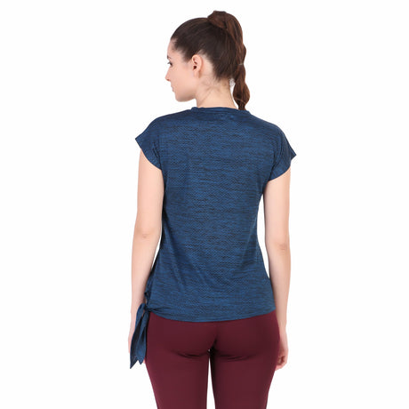 Mega Sleeve Side Knot Tshirt For Women (Deep Blue)