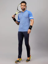 Vector X Mens Sports Wear Polyester Front Printed Collar Neck with Front Zipper Opening Half Sleeves T-shirt For Running, Training, Athletic