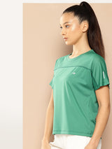Alcis Women Green Drycell Running Crop Tee