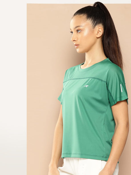Alcis Women Green Drycell Running Crop Tee